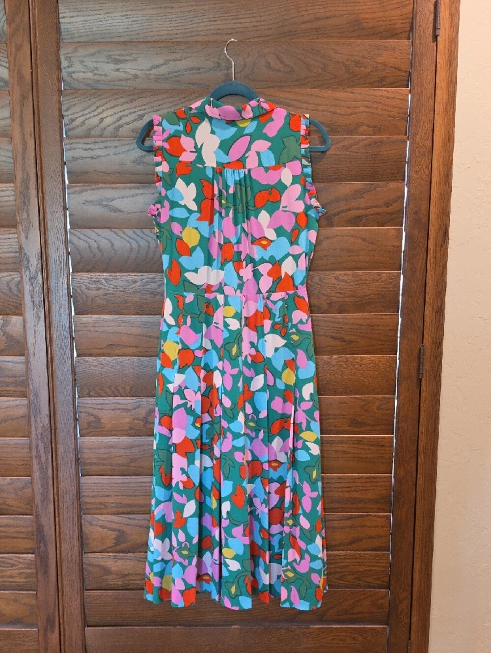 J. Crew Sleeveless Midi Dress in Teal, Pink and Orange Floral - Picture 2 of 6